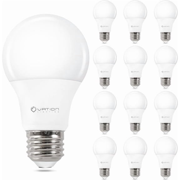 VATION LIGHTING A19 4000K LED Light Bulbs Neutral White, 60 Watt Equivalent, Efficient 8.5 Watt, 800 Lumens, E26 Medium Base, Non-Dimmable, ETL/UL Listed, 12 Pack
