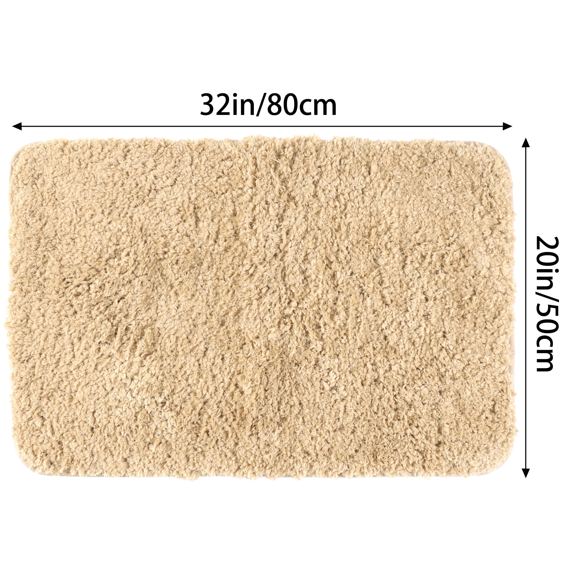 Unique Bargains Non-Slip Thick Microfiber Soft Plush Bathroom Mat Quick Dry Bath Rug Khaki 20"x32"