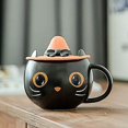 thumbnail image 3 of ZHAOCHENG Taza de gato negro con tapa de bruja y cuchara dorada, linda taza de café de cerámica única con gatito para el hogar y la oficina, 3 of 3