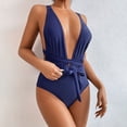 thumbnail image 4 of Vedolay Womens Swimsuit Cover Up Women's Ruched High Cut One Piece Swimsuit Tummy Control Bathing Suit Monokini,Blue L, 4 of 5