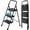 Black-3 Step-36 inch, variant on LIFERECORD 48 Inch Iron Stepstool 2 Folding Stepstool with Non-Slip Pedals Handrails Steel Ladder Black