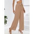 thumbnail image 6 of Chiclily Women Wide Leg Pants with Pockets High Waist Loose Belt Flowy Casual Trousers, US Size Large in Peach Puff, 6 of 9