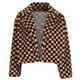 thumbnail image 4 of (Video disponible) Chaqueta a cuadros naranja oscuro M para mujer, cárdigan moderno de calle, otoño 2021, 4 of 8