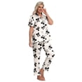 thumbnail image 2 of DAKIMOE Silk Satin Pajamas Set for Women Two-Piece Short Sleeve Shirt with Long Pajama Pant Set Soft Button Down Loungewear Nightwear Pjs Sleepwear for Women, 2 of 9
