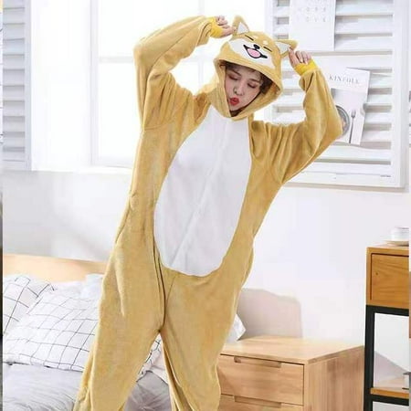 

CoCopeanut Animal Kigurumi Dog Onesies For Women Men Flannel One-Piece Pajamas Unisex Adults Winter Warm Sleepwear Cartoon Cosplay Jumpsuit
