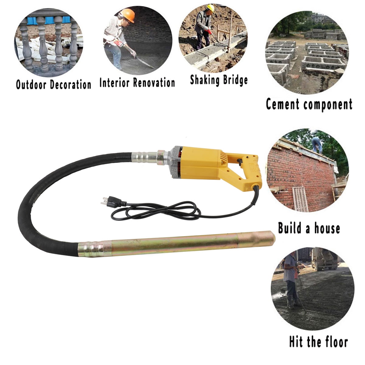 YILIKISS Handheld Electric Concrete Vibrator 800W 3.9 feet Shaft Air