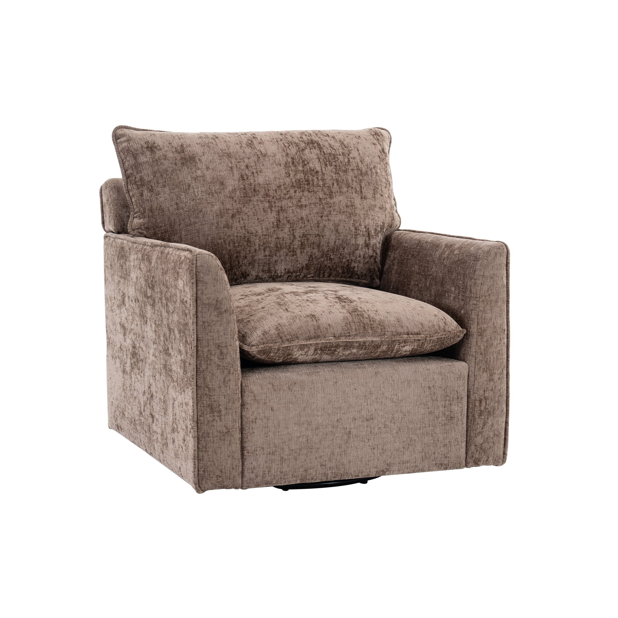 MOONMISS Chenille Swivel Accent Chair,Single Square Sofa Armchairs,Upholstered Club Chairs for Living Room,Brown