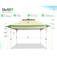 thumbnail image 4 of Quictent Pop up Canopy 12 x 12, One Person Set up Portable Instant Folding Shelter, Outdoor Canopy Tent with Extra Shade for Backyard, Patio, Party - Beige/Green, 4 of 7