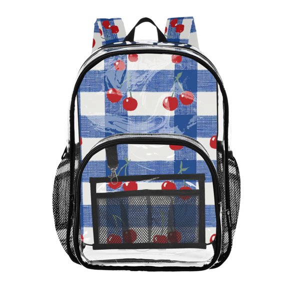 Clear Backpack 12L Large Capacity Transparent Waterproof Red Cherries