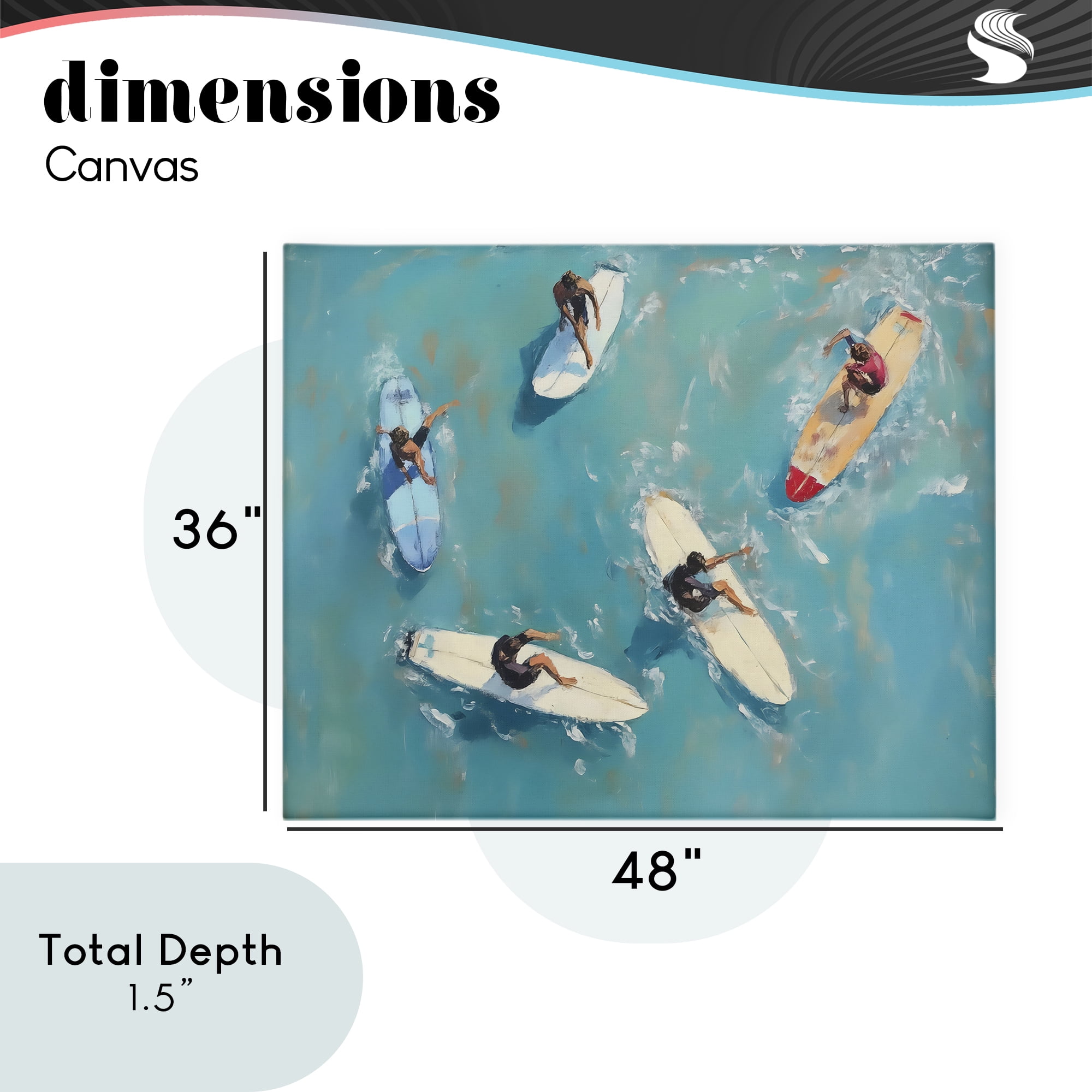 Stupell Industries Group of Surfers at Sea Canvas Wall Art, design by LSR Design Studio
