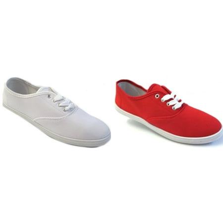 

Shoes8teen 2 Pair Womens Canvas Shoes Lace up Sneakers