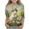 thumbnail image 1 of Chemises à Manches Longues pour Garçons Taille 12 14 Jeunesse T-Shirt à Manches 3/4 à Col Rond avec Imprimé de Pâques, 1 of 7