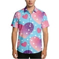 thumbnail image 3 of Miluxas Valentines Day Hawaiian Shirts for Men Love Heart Print Short Sleeve Button Down Bowling Shirts Valentine Dating Top Light Blue, 3 of 8
