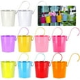 thumbnail image 2 of Hanging Flower Pots,Casewin 10 Bright Colors Metal Iron Hanging Flower Pot, Drainage Hole Metal Flower Bucket with Detachable Handle for Balcony Garden Planter Home, 2 of 9