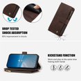 thumbnail image 5 of PU Leather Wallet Case for Motorola Moto G Play 2025 6.8",9-Card Holder, Zipper Bills Slot, Magnetic Shoulder Strap & Wristlet Cover,Brown,For Moto G Play 2025, 5 of 9