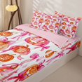 thumbnail image 3 of Manfei Pink Ribbon Pumpkin Zipper Full Size Comforter Sets with Fitted Sheet and 2 Pillowcases for Girls, Halloween Watercolor Bowknot Zipper Bedding Set, Pink Reversible, 4-Piece, 3 of 6