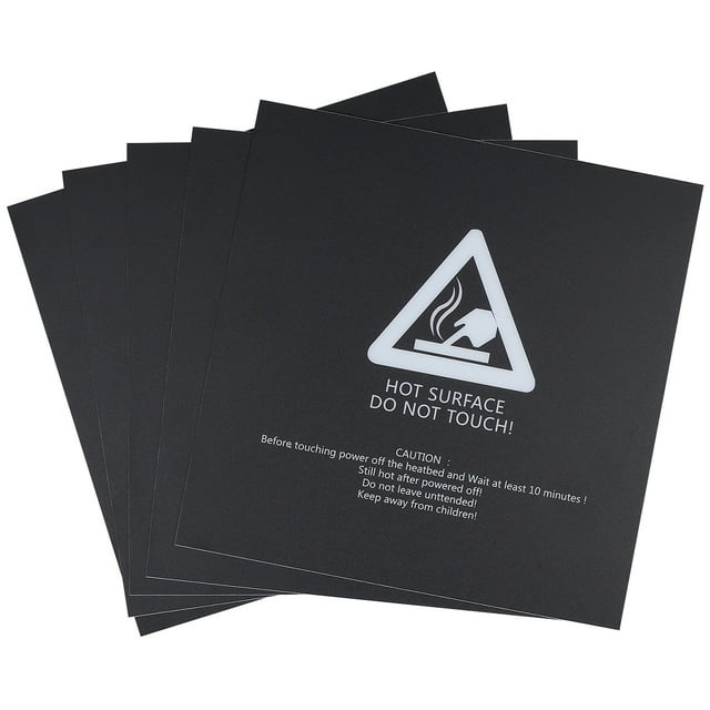 MasteelfCA UEETEK 5 Pcs Square Heat Bed Platform Sticker Sheet 3D Printing Build Surface Sheets for 3D Printer 220x220mm (Black)