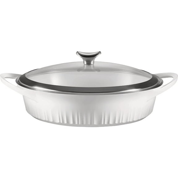 CorningWare QuickHeat 4-quart Braising Pan with Lid, French White