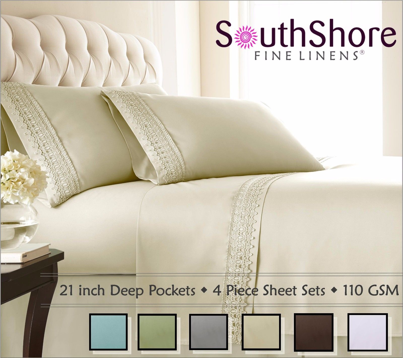 Southshore Fine Living, Inc. 6-Piece, 21-Inch Extra Deep Pocket Bed Sheet  Set, Premium Quality, Easy…See more Southshore Fine Living, Inc. 6-Piece