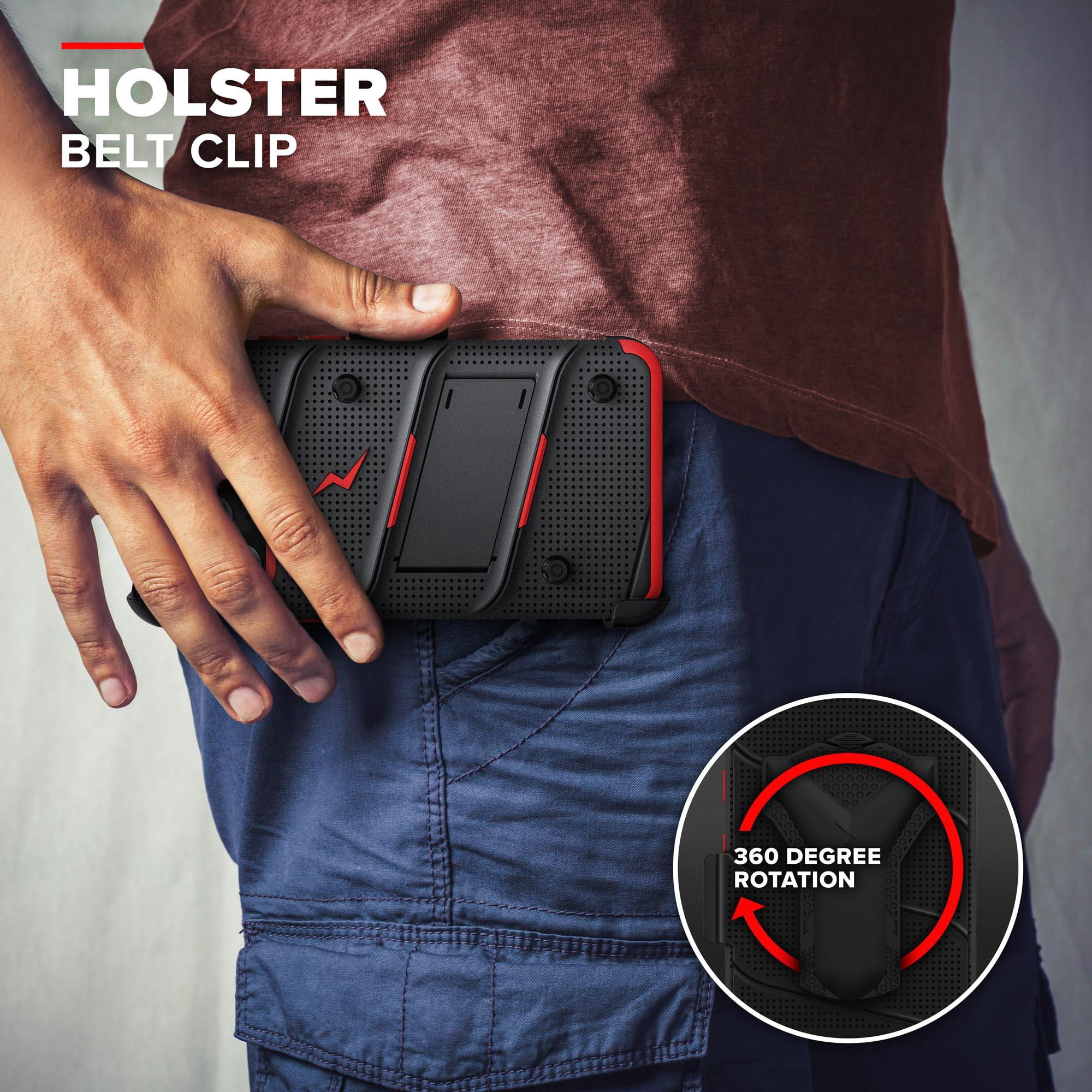ZIZO BOLT Series iPhone 11 Pro Case - Heavy-duty Military-grade Drop Protection w/ Kickstand Included Belt Clip Holster Tempered Glass Lanyard - Black / Red
