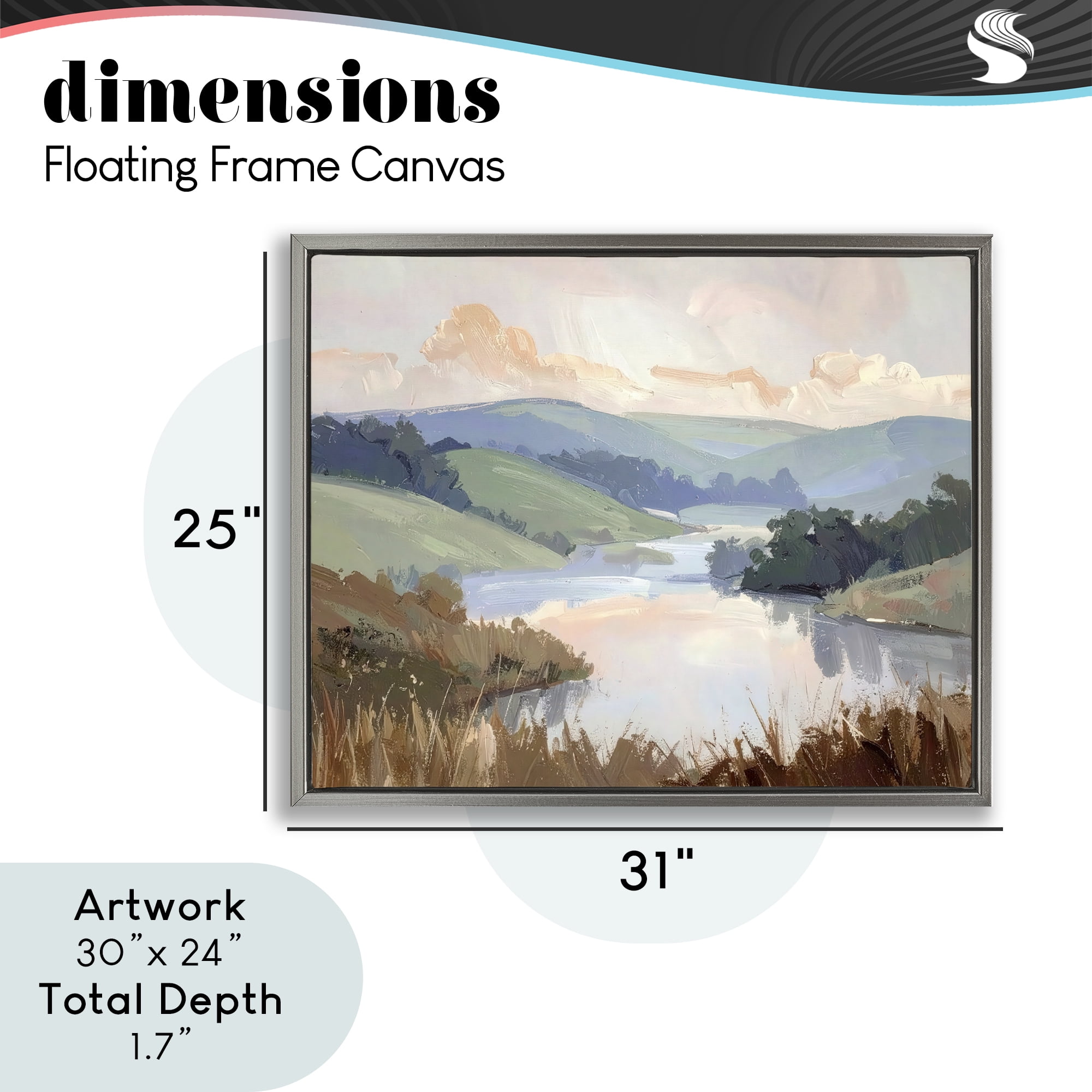 Stupell Industries Muted Distant Mountains Gray Framed Floater Canvas Wall Art, design by Alonza Saunders