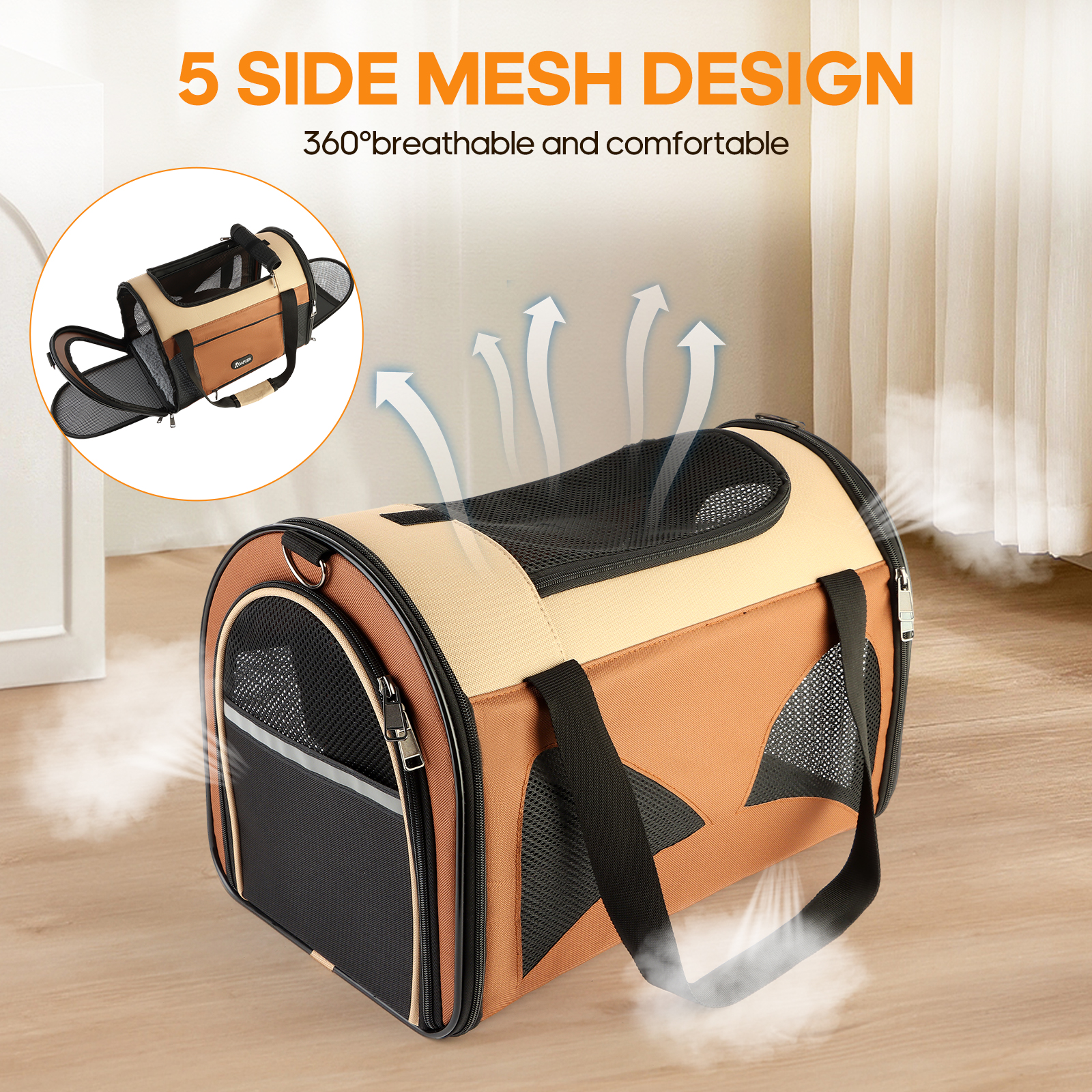Cat Carrier Pet Travel Carriers for Medium Large Cat and Small Dog Puppy, Kitten Carriers Soft Sided, Collapsible Washable Pet Bag 18.8” x 11.8” x 12.6”