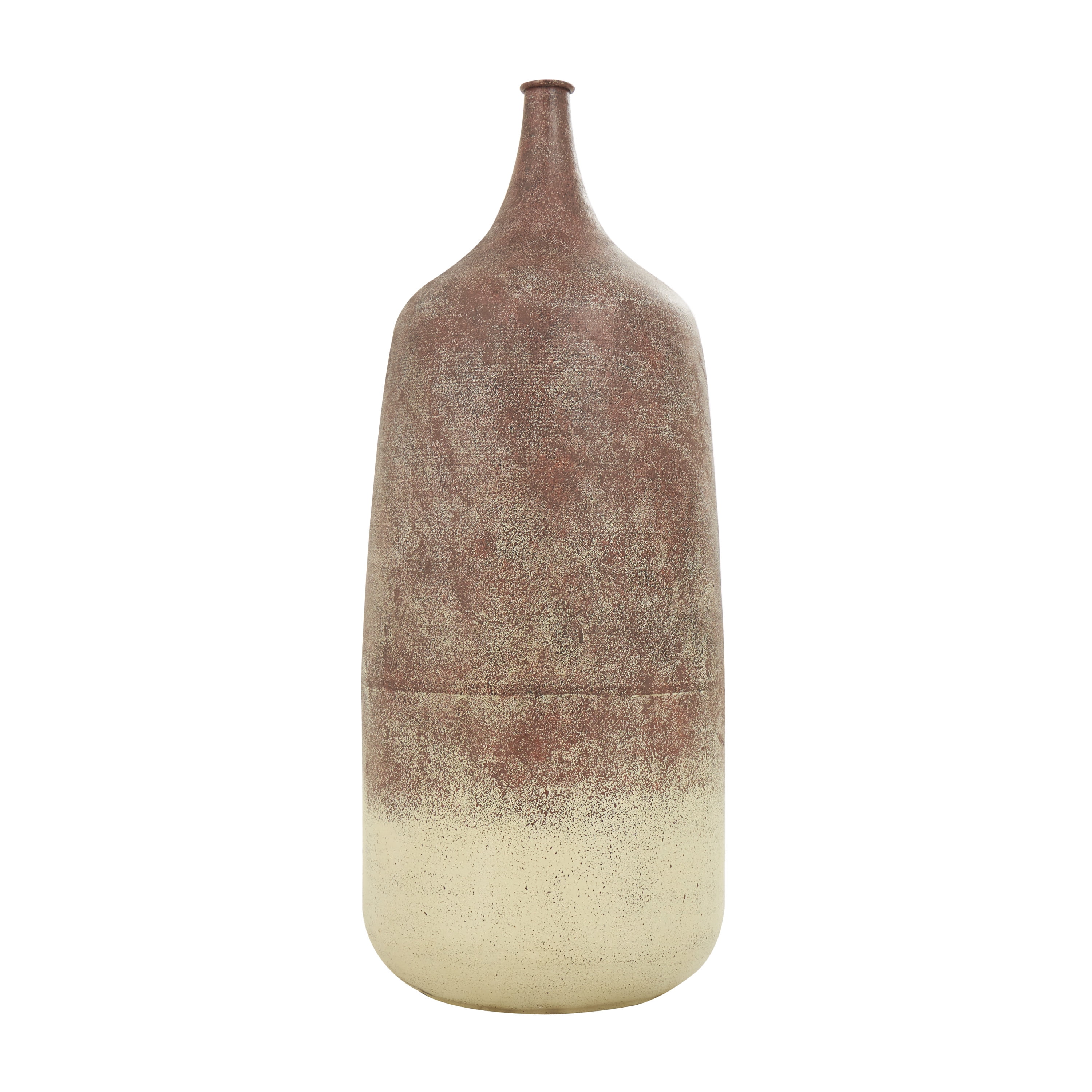 DecMode 20" Distressed Textured Ombre Copper Metal Vase with Cream Accent