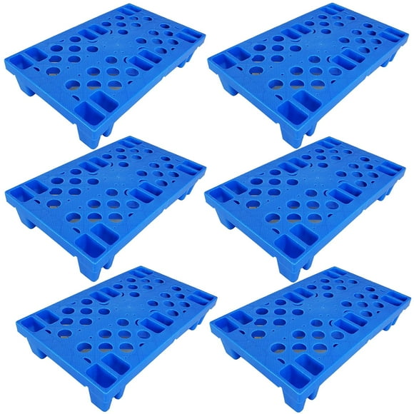 Paleta de plástico RHFUGBOJ, ligera y anidable, azul, 6 piezas