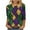 A445 Yellow, variant on Xdegoge Mardi Gras Tops for Women Stripe Print 3/4 Sleeve Loose Fit Crew Neck T-Shirt