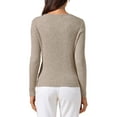 thumbnail image 3 of INSPIRAR CHIC Blusa de Mujer Otoño Invierno de Manga Larga Cuello en V Elegante Tejido Acanalado Talla L Caqui, 3 of 6