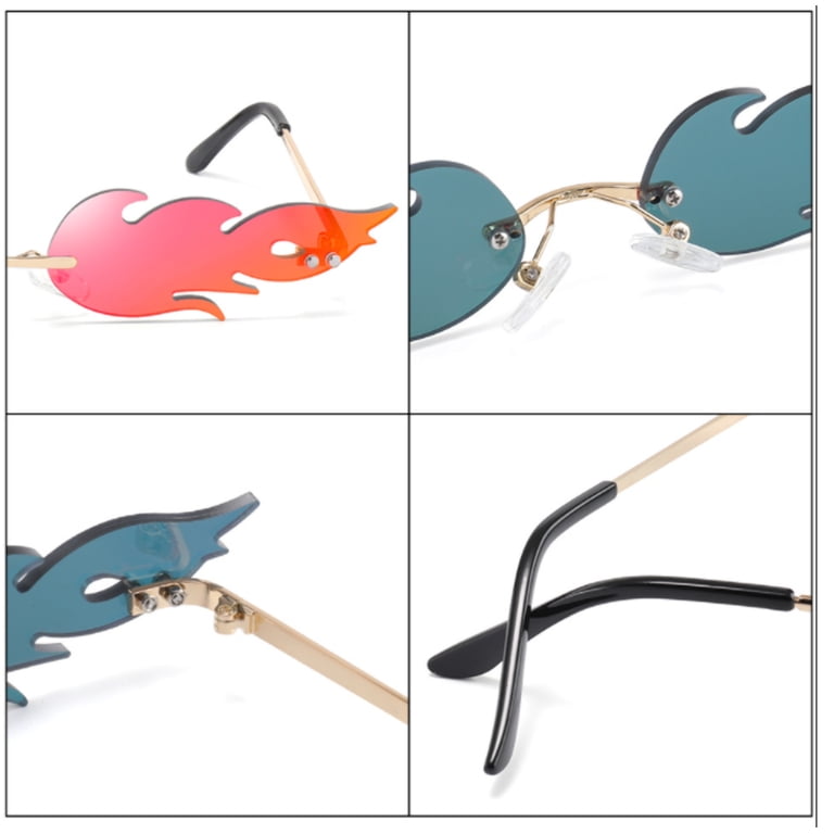 Fire Flame Rimless Sunglasses Multi-color Frameless Rave  display picture 1