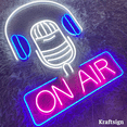 thumbnail image 3 of Craftnamesign On Air Microphone Neon LED Light Sign 16" x 20" for Record Music Studio Wall Decor, 3 of 4