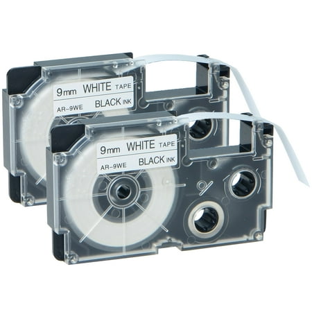 Best GREENCYCLE 2PK Black on White Label Tape Compatible for Casio XR9WE XR-9WE (9mm 0.35