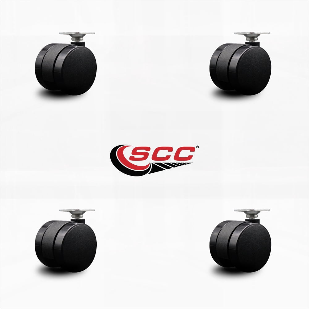 2 Inch Furniture Casters Nylon Twin Wheel Top Plate Set of 4 Service Caster