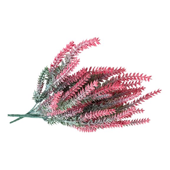 Artificial Lavender Bouquet, Flocked Stems Realistic Floral Arrangement for Wedding Home Table Decor Country Style Faux Wheat Ears Purple Flower Bundle Interior Dark pink