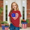 thumbnail image 2 of ZACPNCV Girls 4th of July T-Shirt USA Tees Stars Crew Neck Short Sleeve Striped Shirts Kids Flag Clothes Red 5-6 Years, 2 of 9