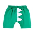 thumbnail image 4 of FYMNSI Baby Boy Dinosaur 1st First Birthday Party Cake Smash Outfit Cotton Short Sleeve Romper Y-Back Suspenders Shorts Pants 3pcs Set Photo Props Summer Clothes 12-18 Months Green, 4 of 7