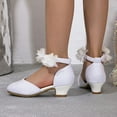 thumbnail image 4 of Mepaouo Girls Dress Shoes Closed Toe Low Chunky Heels Ankle Strap Wedding Party Flower Princess Pumps, 4 of 8