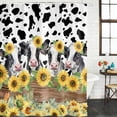 thumbnail image 3 of Shower Curtain Bathroom Set Farm Blossom Sunflower Cow Waterproof Fabric Shower Curtains with Grommets&Hooks, Abstract Animal Skin Texture Privacy Bath Curtain for Bathtub 72x84in, 3 of 9