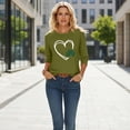 thumbnail image 5 of St. Patrick's Day Graphic T-Shirt for Women Shamrock Heart Print Long Sleeve Crewneck Casual Loose Fit Holiday Party Festive Tee Shirt Top, 5 of 7