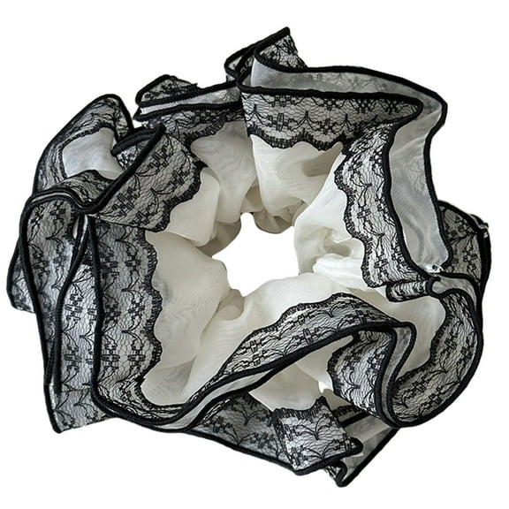 UNTERING Multi Layer Lace Hair Scrunchies Thick Updo Oversized Hair Scrunchy Elegant Hair Rope Scrunchy Women Ponytail Holder