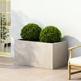 thumbnail image 2 of Bailor Outdoor Cast Stone Rectangular Planter, White, 2 of 9