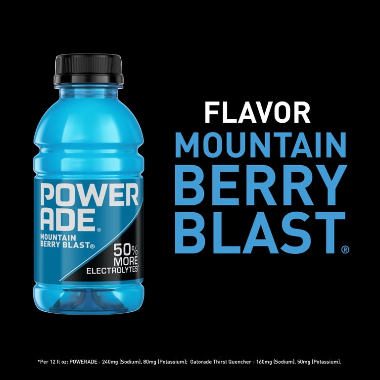 POWERADE Blueberry Sports Drink, Mountain Berry Blast, 12 fl oz, 8