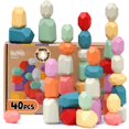 thumbnail image 1 of Juguete Montessori Bunmo de madera Stacking Rocks, 40 unidades, para más de 1 año, 1 of 6