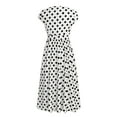thumbnail image 2 of Frontwalk Women Dresses Polka Dot Sundress Button Shirt Dress Ladies Ruched Sleeveless White 5XL, 2 of 6