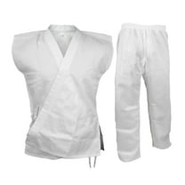 White Karate Sleeveless Uniform Gi, Martial Arts Kimono Open Karate Taekwondo Set (7)