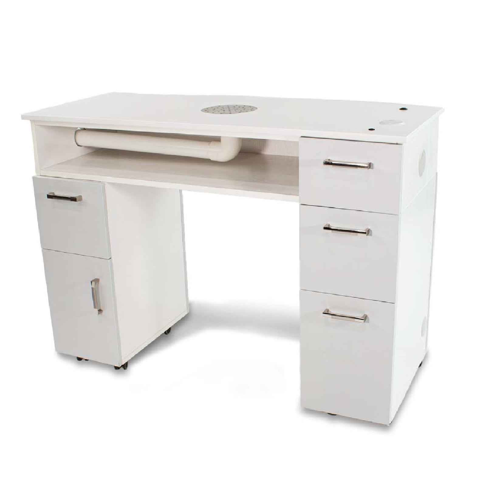 Milan Manicure Table with Vent Pipe, Nail Station for Beauty Salon