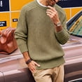 thumbnail image 6 of Man'S Crew Neck Chunky Knit Long Sleeve Pullover Sweater Light Green L, 6 of 9