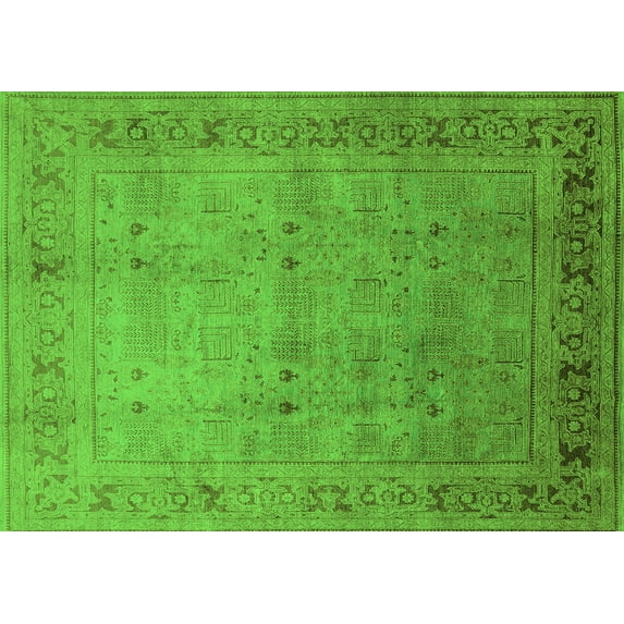 Ahgly Company Indoor Rectangle Oriental Green Industrial Area Rugs, 5' x 8'