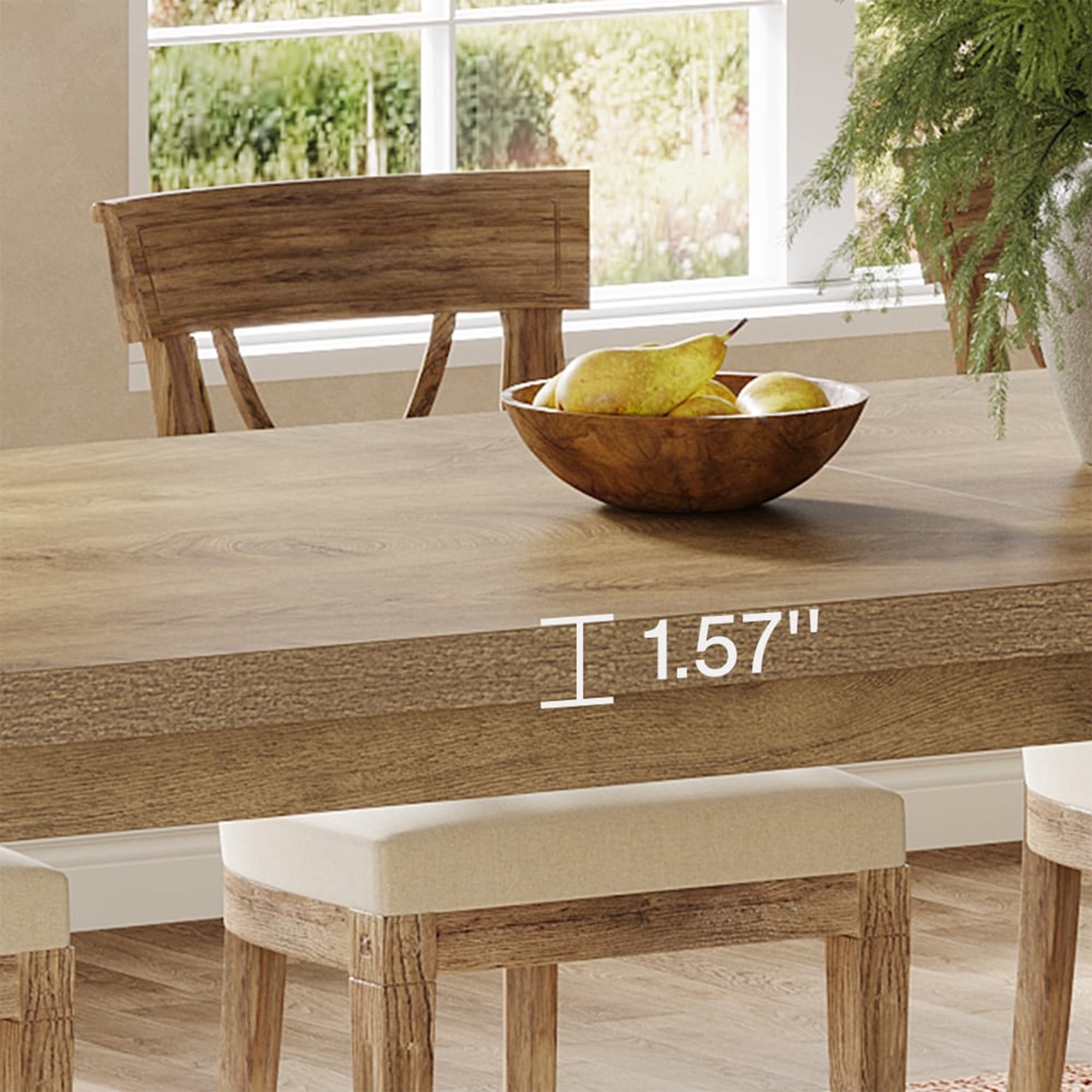 MAYEERTY 86.61" Spacious Dining Table, Sturdy Wide Legs Multifunctional Desk with Easy Assembly